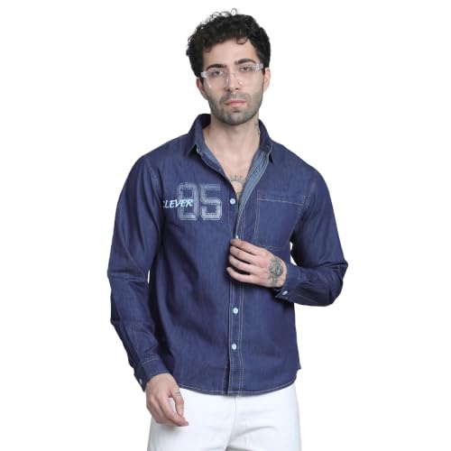 D Finish Men's Denim Casual Shirt | Full Sleeve | Regular Fit | Stylish Denim Shirt for Men (DF-0252A-XL)