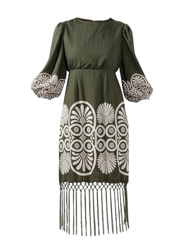 VERO MODA Women's Fit and Flare Green Dress