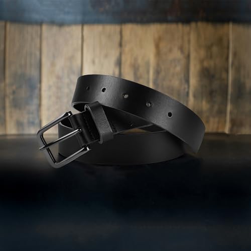 Wrangler Men’s Full Grain Genuine Leather 35mm Thick Casual Belt for Jeans, Pants, 35mm Black, 36 (waist 33-34)