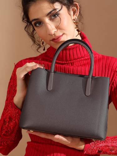 ITTI Steller Handheld Structured 3-Compartment Handbag Purse for Women with Free Matching Wallet | Elegant Daily & Work Use Bag (Coffee)