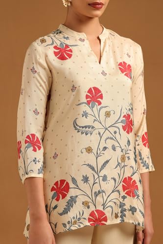 Soch Womens Cream Muslin Botanical Tunic