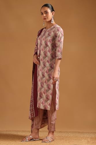Soch Womens Multi Linen Blend Botanical Salwar Suit With Mirror