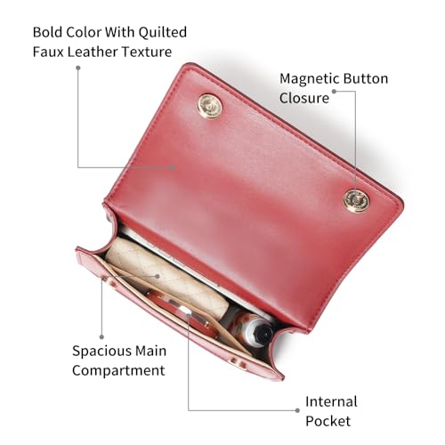 Fastrack Cherry PuffCharm Sling | Quilted Faux-Leather Women’s Handbag | Sling with Chain Accent Handle & Magnetic Closure