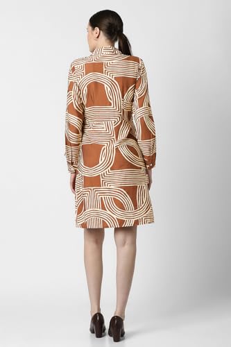 Van Heusen Women's Viscose Modern Above Knee Dress (VWDRURGFH97356_Brown