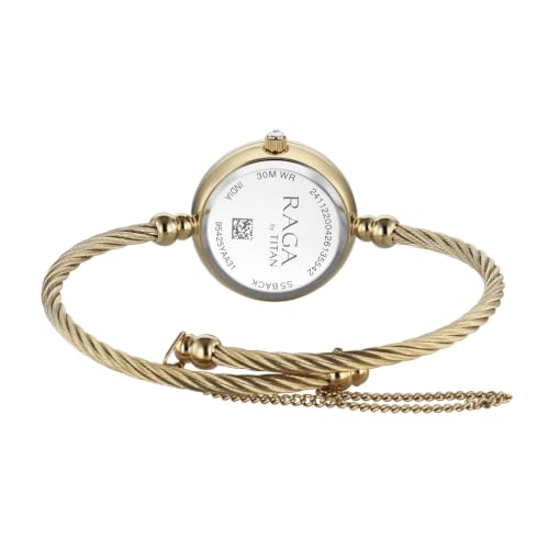 Titan Raga Spotlight 2.0 Quartz Analog 3Hands Display White Dial Textured Kada Color Strap Watch for Women - 95425YM01