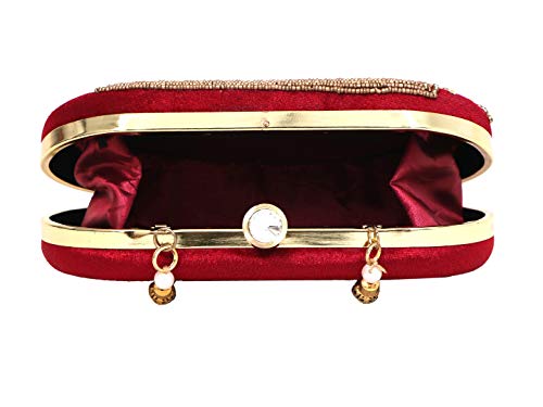 DUCHESS Women's Oval Clutch Maroon