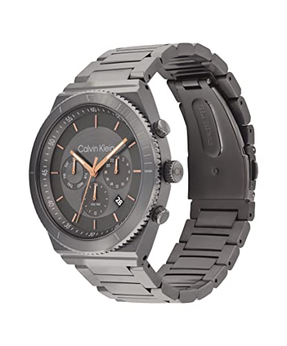 Calvin Klein Ck Fearless Qtz Multifunction Grey Tonneau Dial Men's Watch|Stainless Steel Material|Multi Color Band - 25200304
