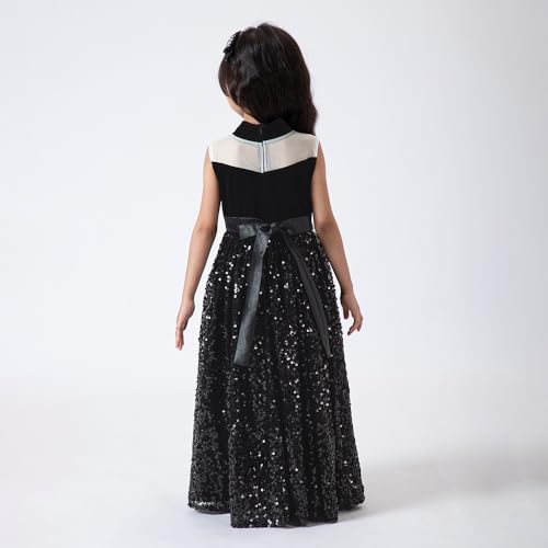 Hopscotch Girls Black Sleeveless Sequin Embellished Gown for Age (12-24 Months)