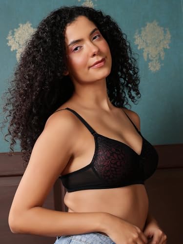 Clovia Women's Lace Padded Non-Wired Full Coverage Multiway Bra (BR2332B13_Black_34B)