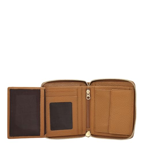 Da Milano Premium Leather Wallet for Women | Multi Compartment Travel Wallet - Caramel Brown