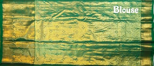 VFCollections Women's Traditional Handloom Kanchipuram Silk Pure Pattu Sarees | Rich Zari Woven Design | Unstitched Blouse (VFC265-3)