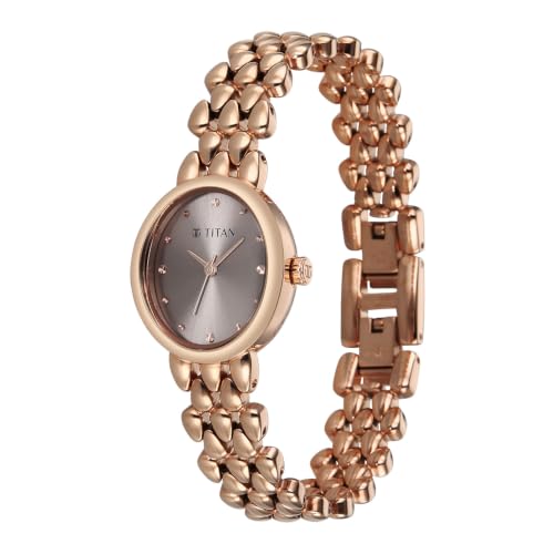 Titan Serein Quartz Analog 3Hands Display Light Rose Gold Dial Rose Gold Metal Strap Watch for Women - 95386WM01