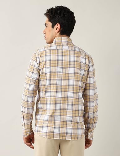Arrow Sports Men's Checkered Slim Fit Shirt (ASAJSH1825_Light Yellow