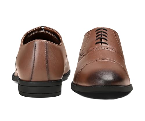 LOUIS STITCH Men's Formal Lace-up Oxford Shoes for Men | Solid Design | Ideal for Formal, Business Casual, and Parties | Russet Tan, Size UK 9 (RGOXTN)