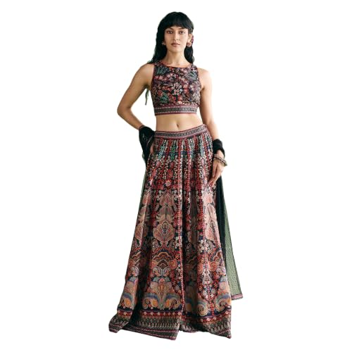 Aarke Ritu Kumar Black Festive Blouse With Lehanga And Dupatta