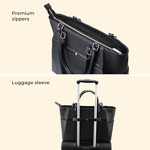 Symbol Premium Women's Tote Hand Bag crafted from Imported PU | Stylish | Office Use - 15" Laptop (SP-SS25-CARL-BAG-11_Black_Free Size)
