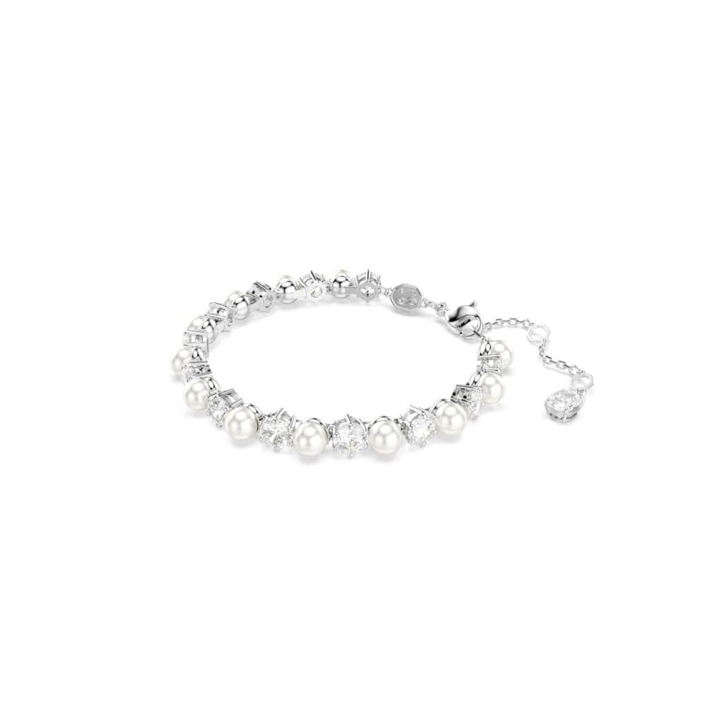 [Official] [Swarovski] Matrix Tennis Bracelet, Crystal Pearl, Round Cut, White, Rhodium Plating, ワンサイズ, Crystal, No Gemstone