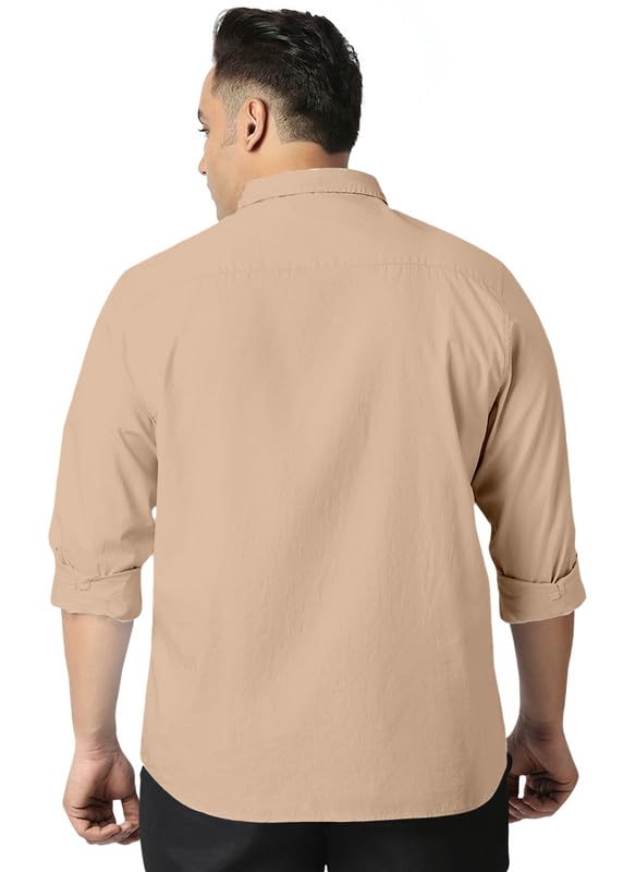 RESO Men’s Plus Size 2-Pocket Shirt |Casual & Relaxed Fit-rs_2p_Khakhi_Shirt_C1_76_3XL