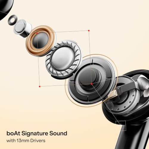 boAt Airdopes Plus 224, Powerful Spatial Audio, 60H Playback, Quad Mics AI-ENx™, 13 mm Drivers, Hearables App, Multipoint Connectivity, Google Fast Pair, Bluetooth v6.0 TWS Earbuds (Matte Black)