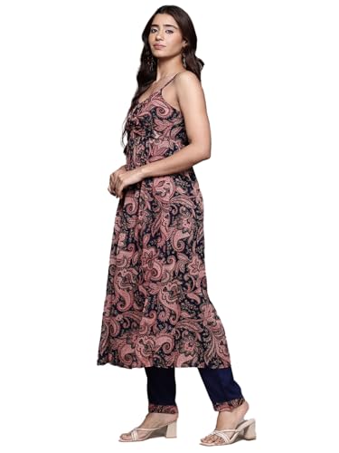 Aarke Ritu Kumar Navy Lily Bloom Sleeveless Kurta with Pant