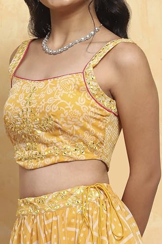 Biba Girl's Yellow Polyester Lehega Set