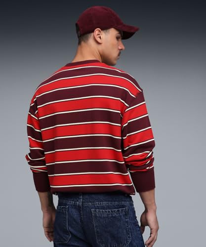 Puma, Unisex-Adult, Premium ESS Stripe Crew, Ruby Shimmer-AOP, L (63209196)