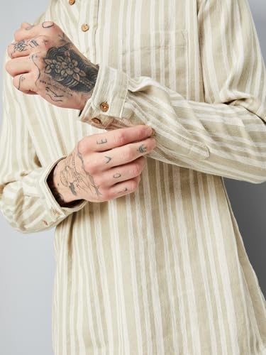 Max Men's Cotton Regular Kurta (FUCSTSP2505YD_Olive Green