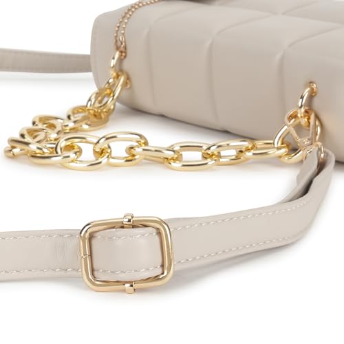 Fastrack white PuffCharm Sling | Quilted Faux-Leather Women’s Handbag | Sling with Chain Accent Handle & Magnetic Closure
