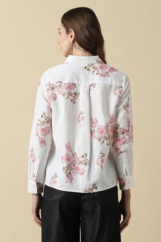 Women White Print Long Sleeves Shirt