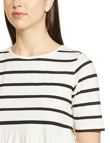 AND Women's Regular Fit Tunic Shirt (TN19AS234TM1_WHT/BLK S)