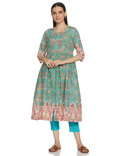 BIBA Women Cotton Narrow Suit Set(SKDSKD8078E_Green_M) (SKDSKD8078EAW21GRNTRQ