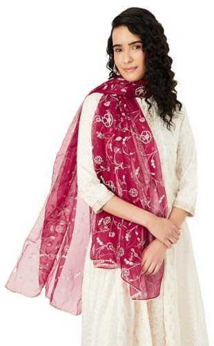Max Women Embroidered Dupatta, Magenta, XS
