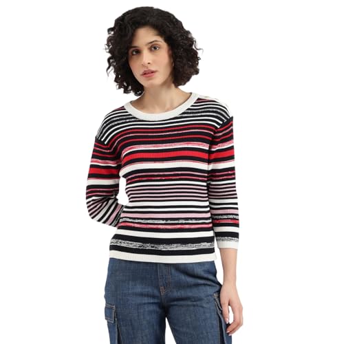 United Colors of Benetton Round Neck Striped Sweater -25A1099W3R68I902 (Size : L) Multicolour