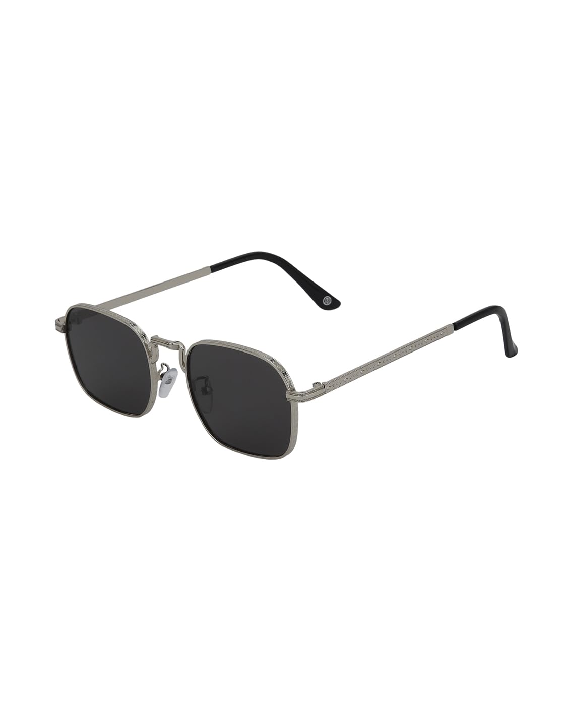 Carlton London Silver with Black Toned UV Protected Lens Rectangle Sunglass for unisex