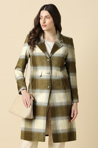 Women Olive Check Casual Jacket
