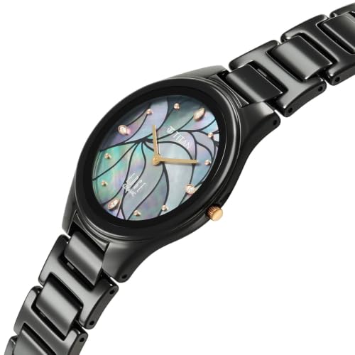 Titan Edge Tessel Quartz Analog 2Hands Display Mother of Pearl Marquetry Studded Indices Dial Black Ceramic Strap Watch for Women - 2653KC17