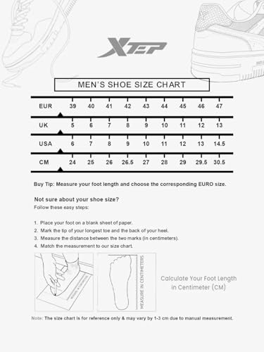 XTEP Men Super Comfy Modern Non Marking Skateboard Sneakers Street Lifestyle Shoes Canvas White/Red