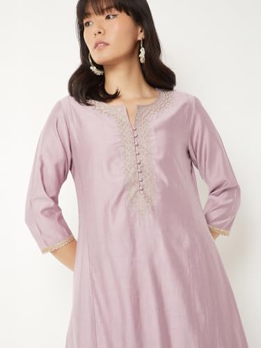Max Women Embroidered A-line Kurta Set (Purple_XXL)
