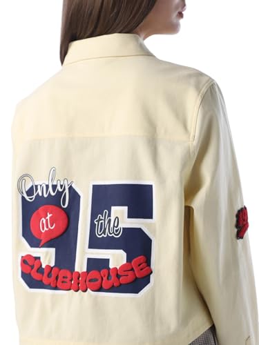 ONLY Women's Typography Regular Fit Yellow Shirt