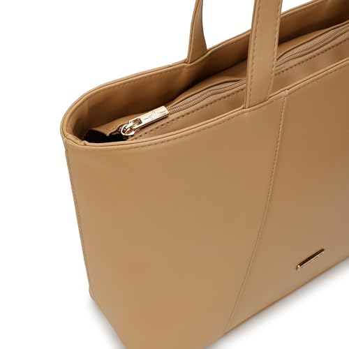 Fastrack Women's Spacious Everyday Tote Bag with Side Zip Pocket | Fits Upto 14" Laptop | Roomy Interior with Inner Zip and Slip Pockets | Comfortable Shoulder Straps | Trendy Women's Handbags