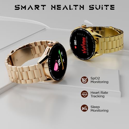 Fire-Boltt Invincible Plus 1.43" AMOLED Display Smartwatch with Bluetooth Calling, TWS Connection, 300+ Sports Modes, 110 in-Built Watch Faces, 4GB Storage & AI Voice Assistant (Rose Gold SS)