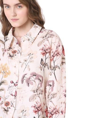 VERO MODA Women's Floral Regular Fit Shirt (9006930 Cloud Dancer