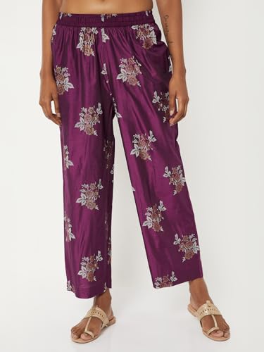 Max Women Floral Print A-line Kurta Set (Purple_S)