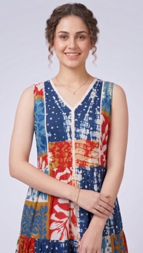 Veldress Full Long Dress Maxi Dress Kurtis Cotton Beachwear Maxi (in, Alpha, 3XL, Regular, Multi) Multicolour