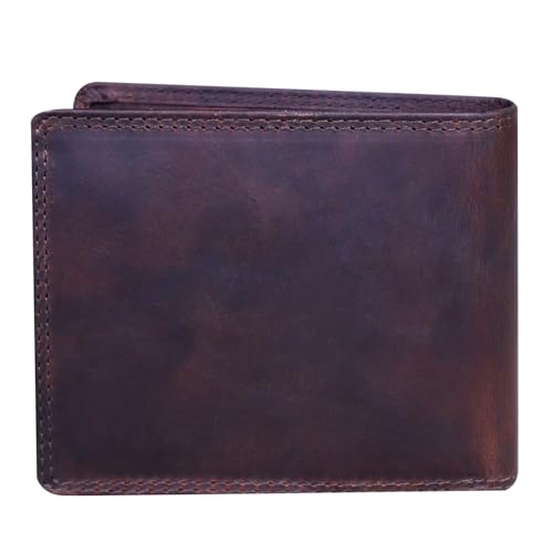 Calfnero Men's Genuine Leather Wallet-Multiple Card Slots ID Window with Coin Pocket- Leather Wallet (1123-F)