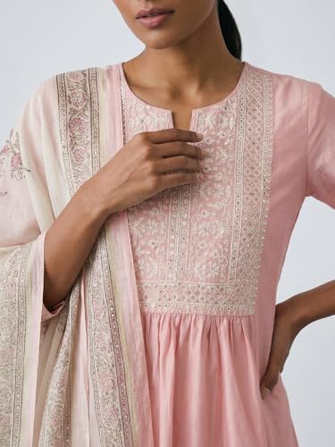 Max Women Embroidered A-line Kurta Set with Dupatta (Pink_XXL)