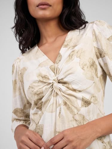 Max Women Printed Midi Dress(White_L)