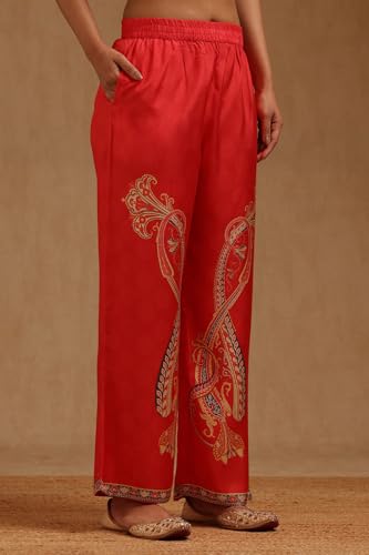 Soch Womens Orange Muslin Ethnic Motifs Co-Ords Set