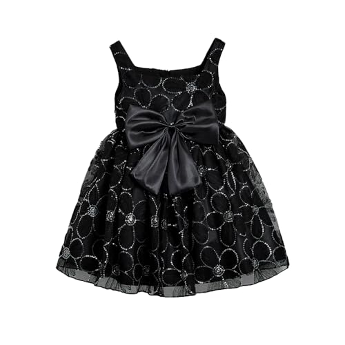 Hopscotch Girls Black Sleeveless Sequined Floral Party Dress for Age (4-5 Years)