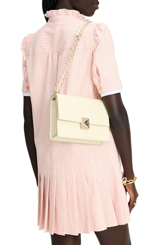 kate spade new york Womens Deco Leather Flap Chain Crossbody, Sweet cream, One size, Deco Leather Flap Chain Crossbody